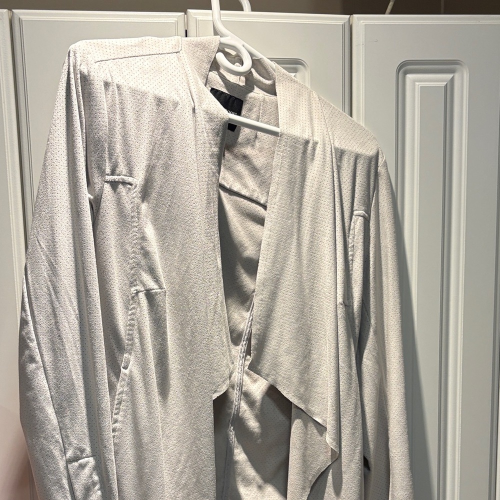Liverpool Jeans Company Light Gray Draped Open Front Blouse